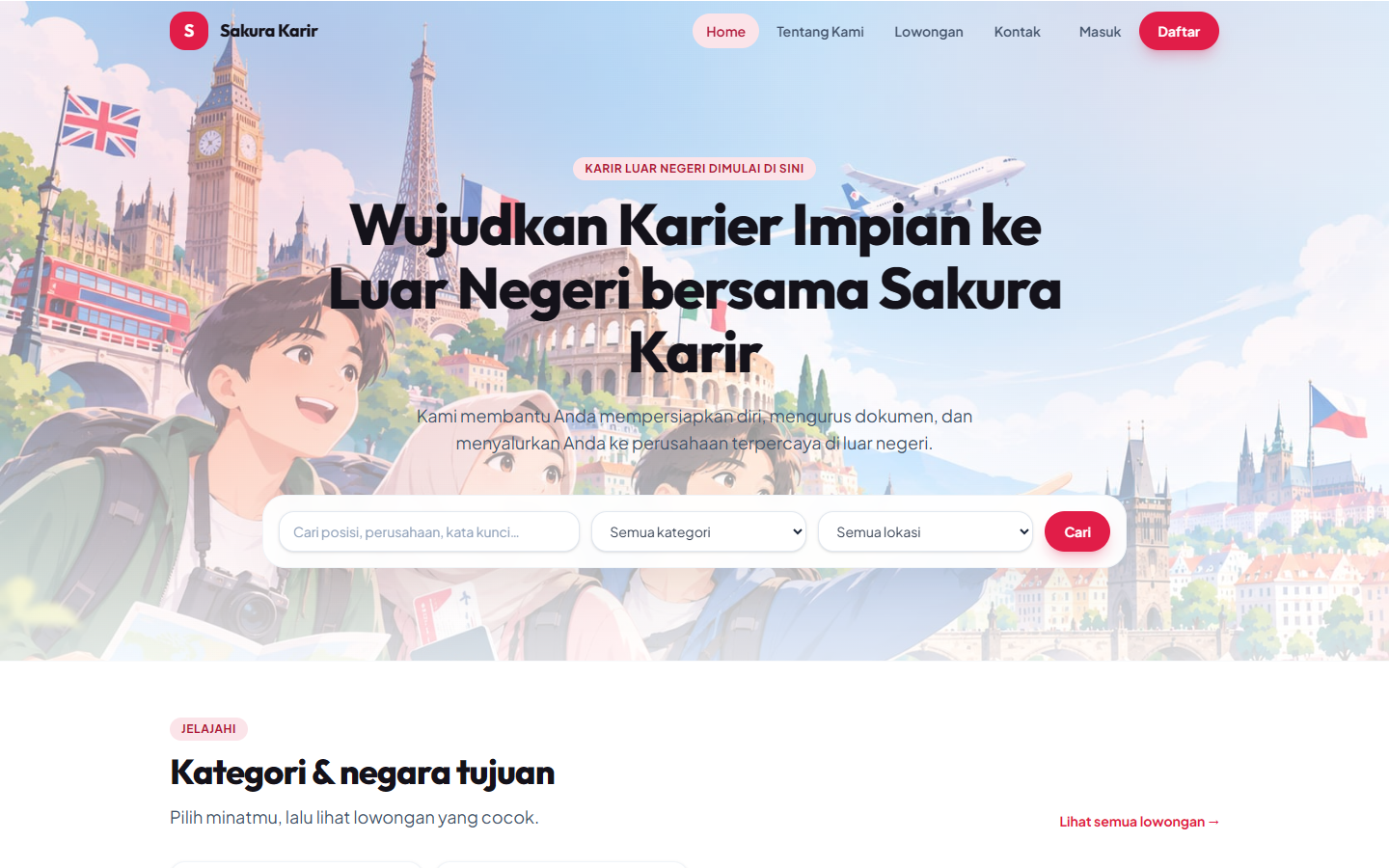 Beranda website mitra Sakura Karir.