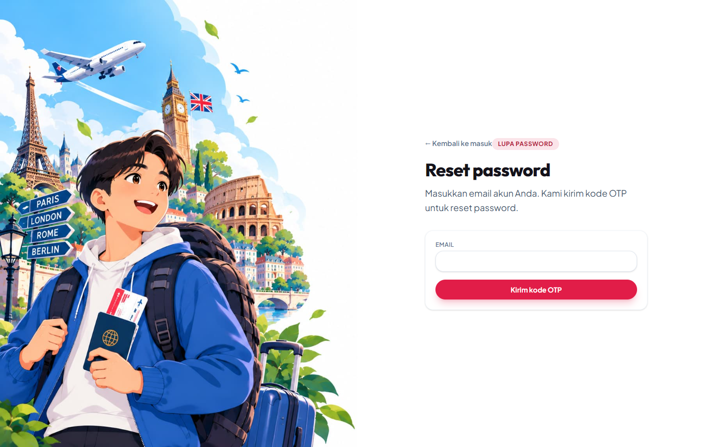 Minta kode untuk mengatur ulang password.