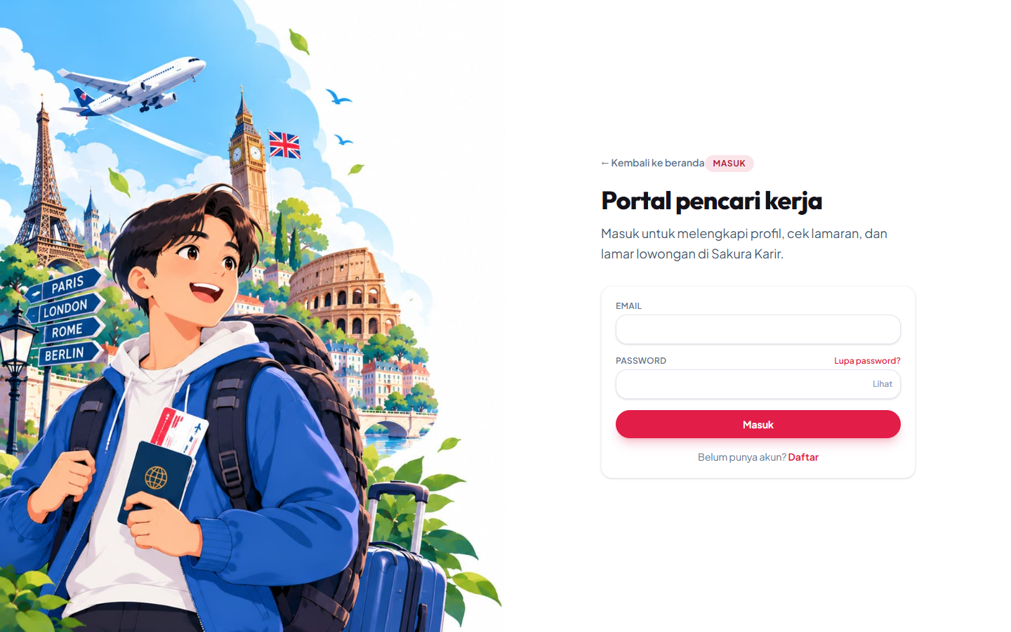 Masuk ke portal pencari kerja.